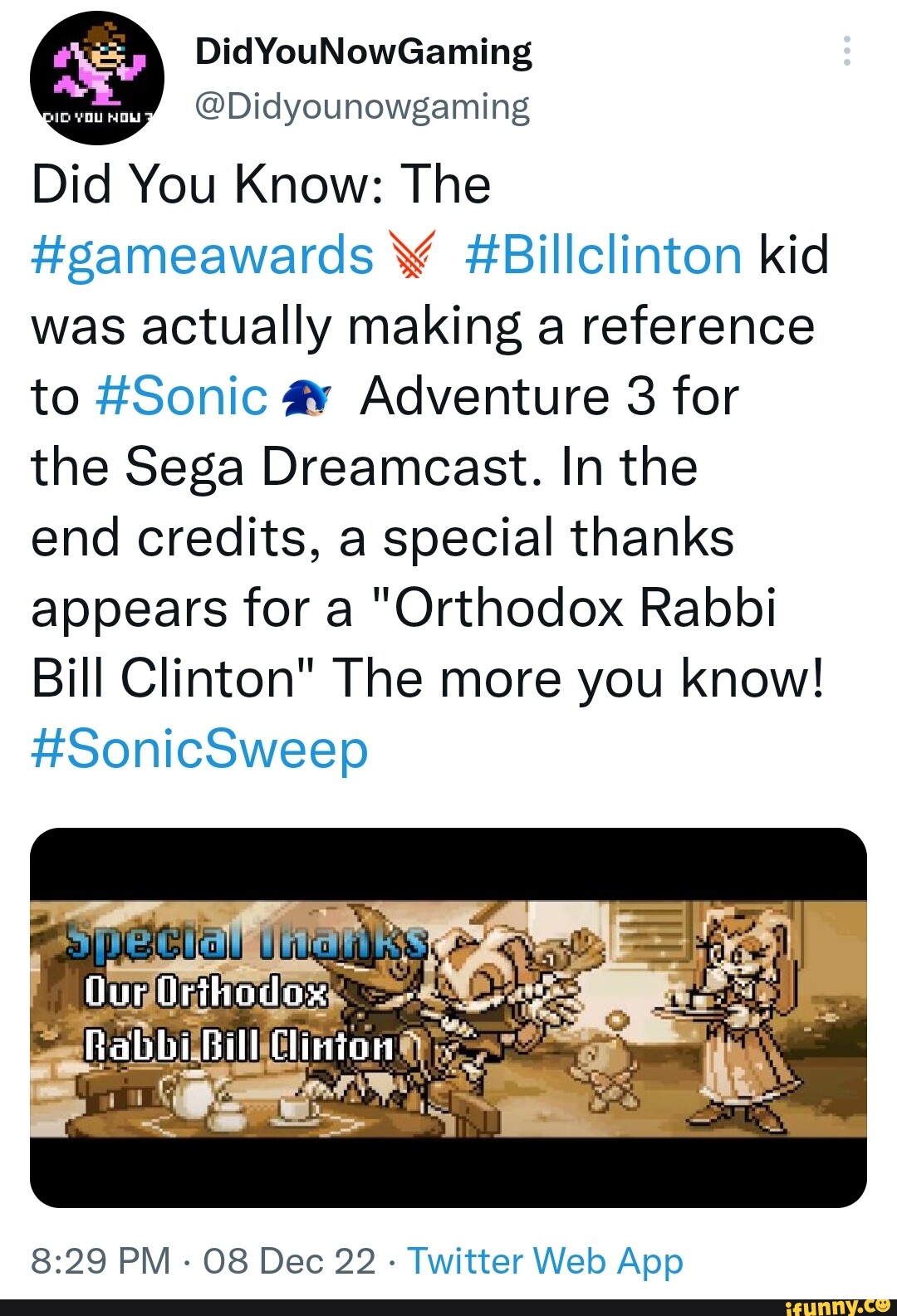 Twitter reacts to The Game Awards Bill Clinton Kid