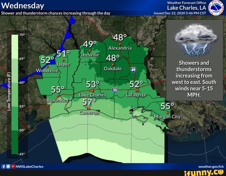 'Weather Forecast Office Wednesday Lake Charles, LA 'Shower and