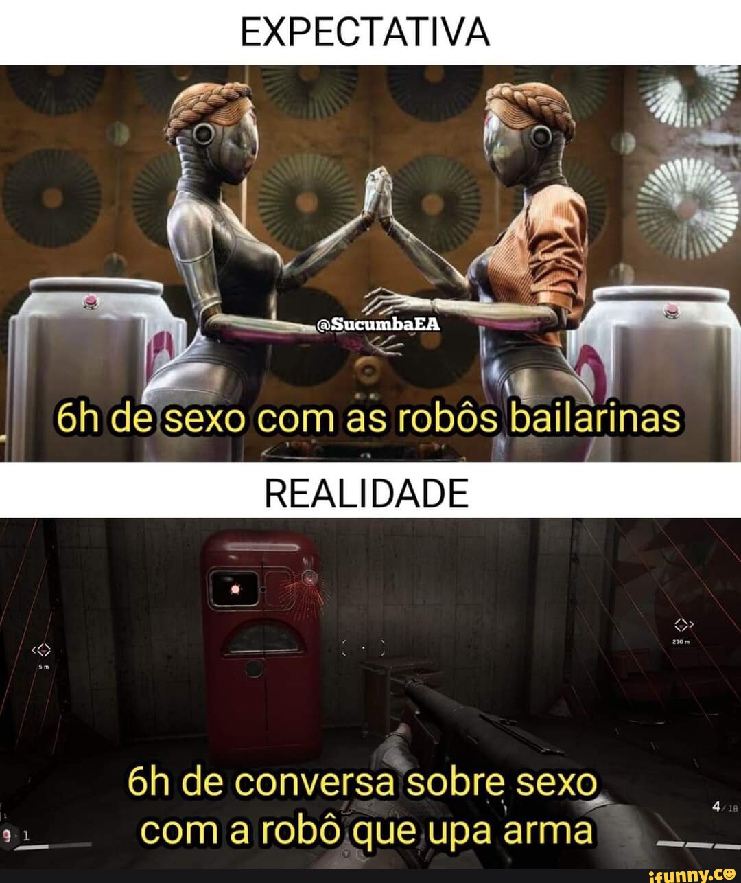 EXPECTATIVA RE de sexo com as robôs bailarinas REALIDADE de conversa sobre  sexo, com a robô que upa arma - iFunny Brazil