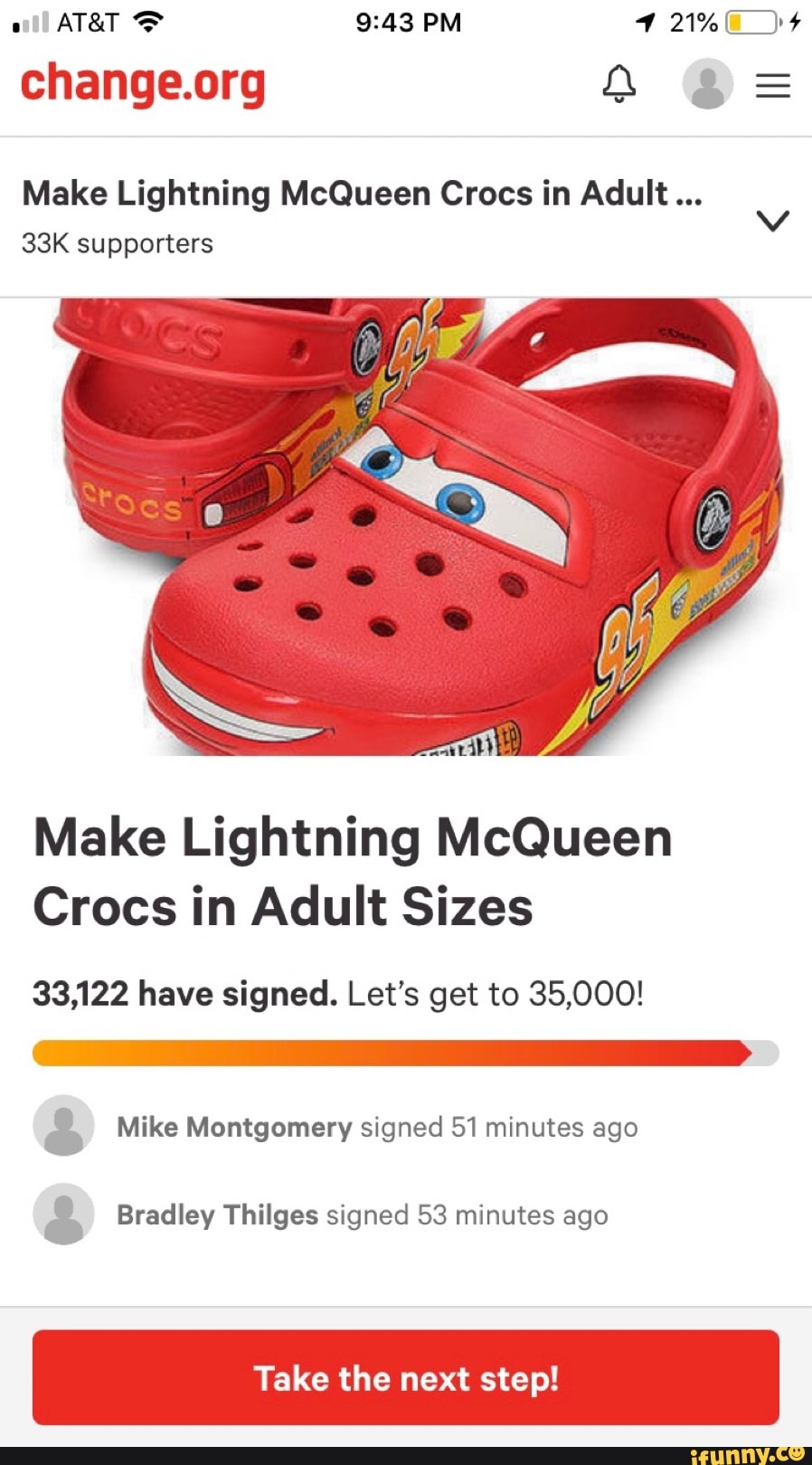Petition · Make Lightning McQueen Crocs in Adult Sizes ·