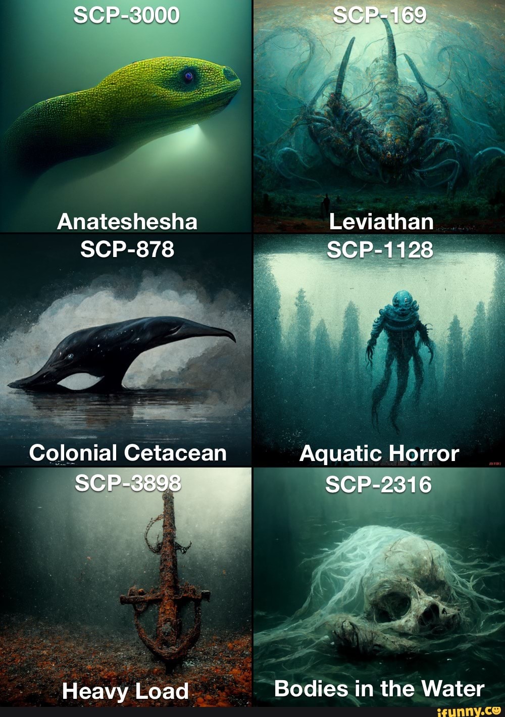 SCP-3000 Anantashesha SCP-2316 Bodies in the Water SCP-354 Red Pool SCP-1371  Curiously Buoyant Amphibian SCP-1329 Abandoned Aquarium SCP-1128 Aquatic  Horror SCP… in 2023