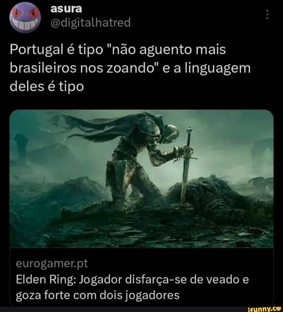 Já veio pronto Elden Ring: Jogador disfarça-se de veado e goza forte com  dois jogadores eurogamer.pt - iFunny Brazil
