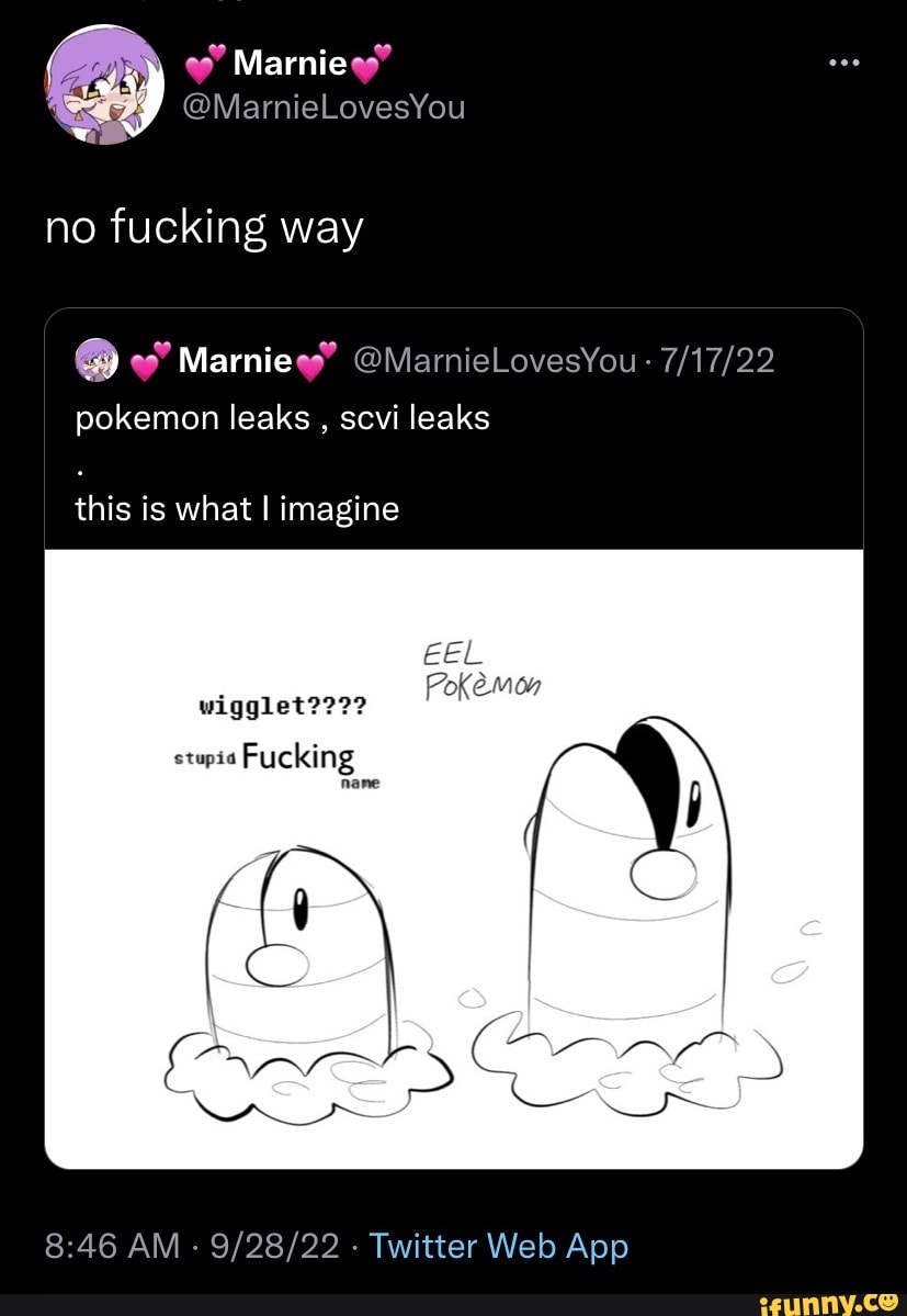 Marnie @MarnieLovesYou no fucking way Marnie pokemon leaks , scvi leaks
