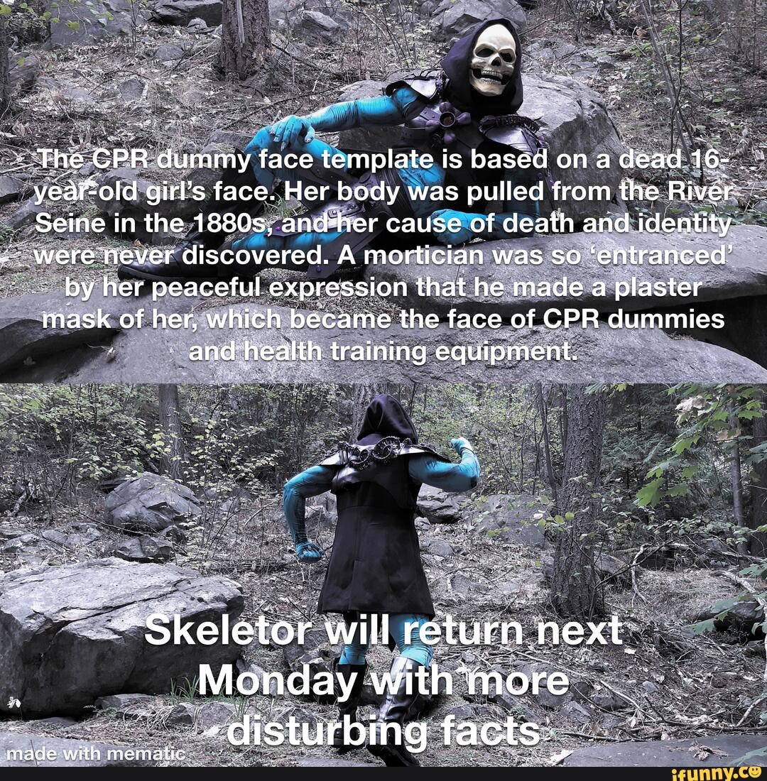 The CPR dummy face template is based on a dead 16 yeaiold girl's face