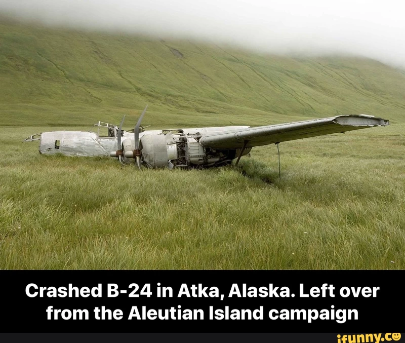 Crashed B-24 in Atka, Alaska. Left over from the Aleutian Island campaign - Crashed B-24 in Atka, Alaska. Left over from the Aleutian Island campaign