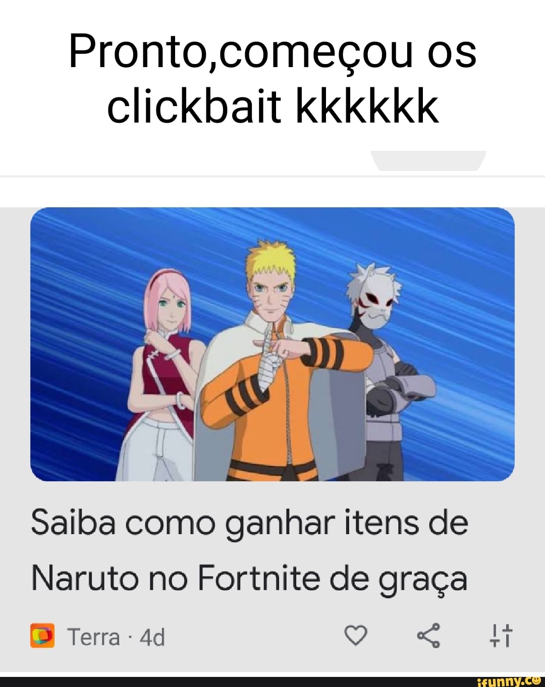 Saiba como ganhar itens de Naruto no Fortnite de graça