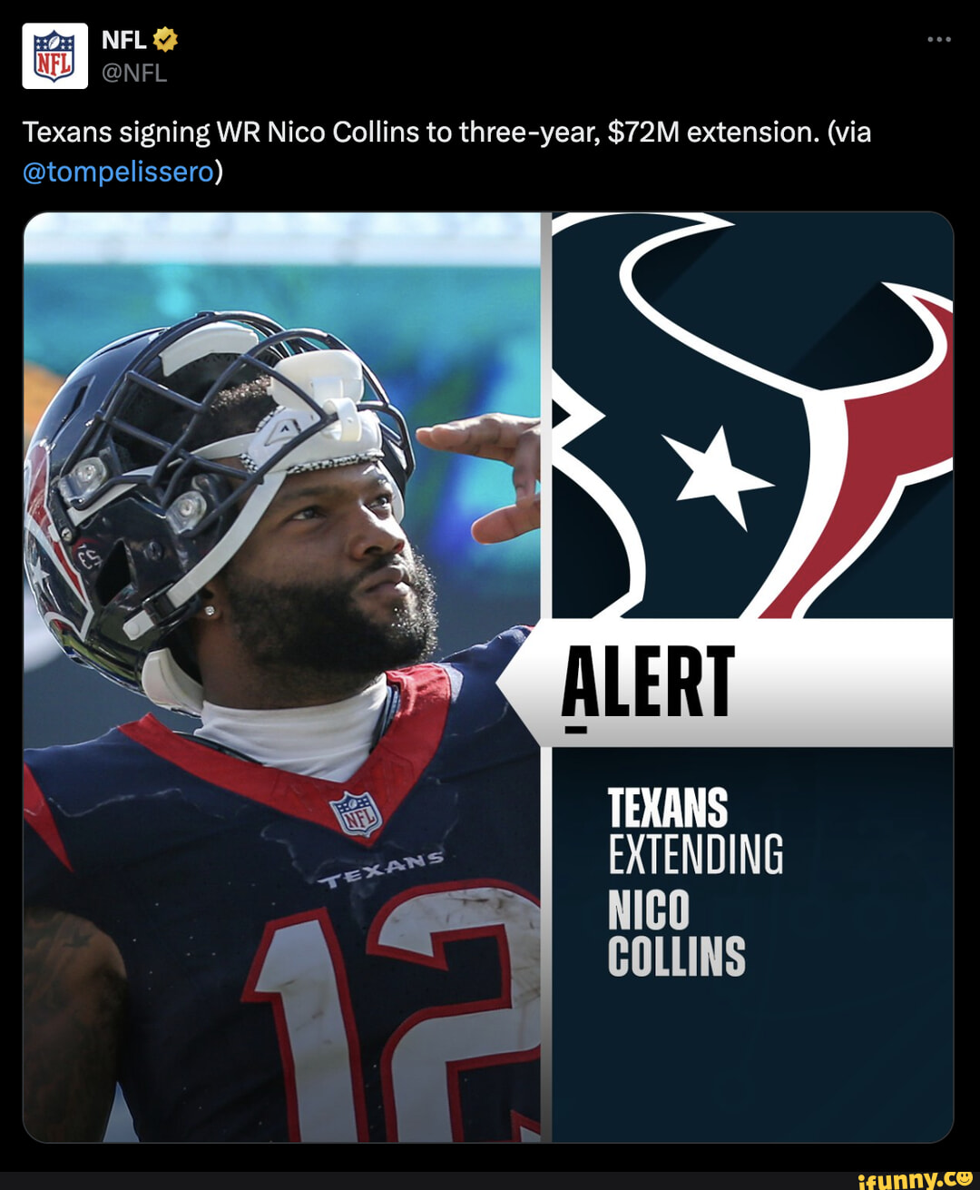 NFL @NFL Texans Signing WR Nico Collins To Three-year, Extension. (via ...