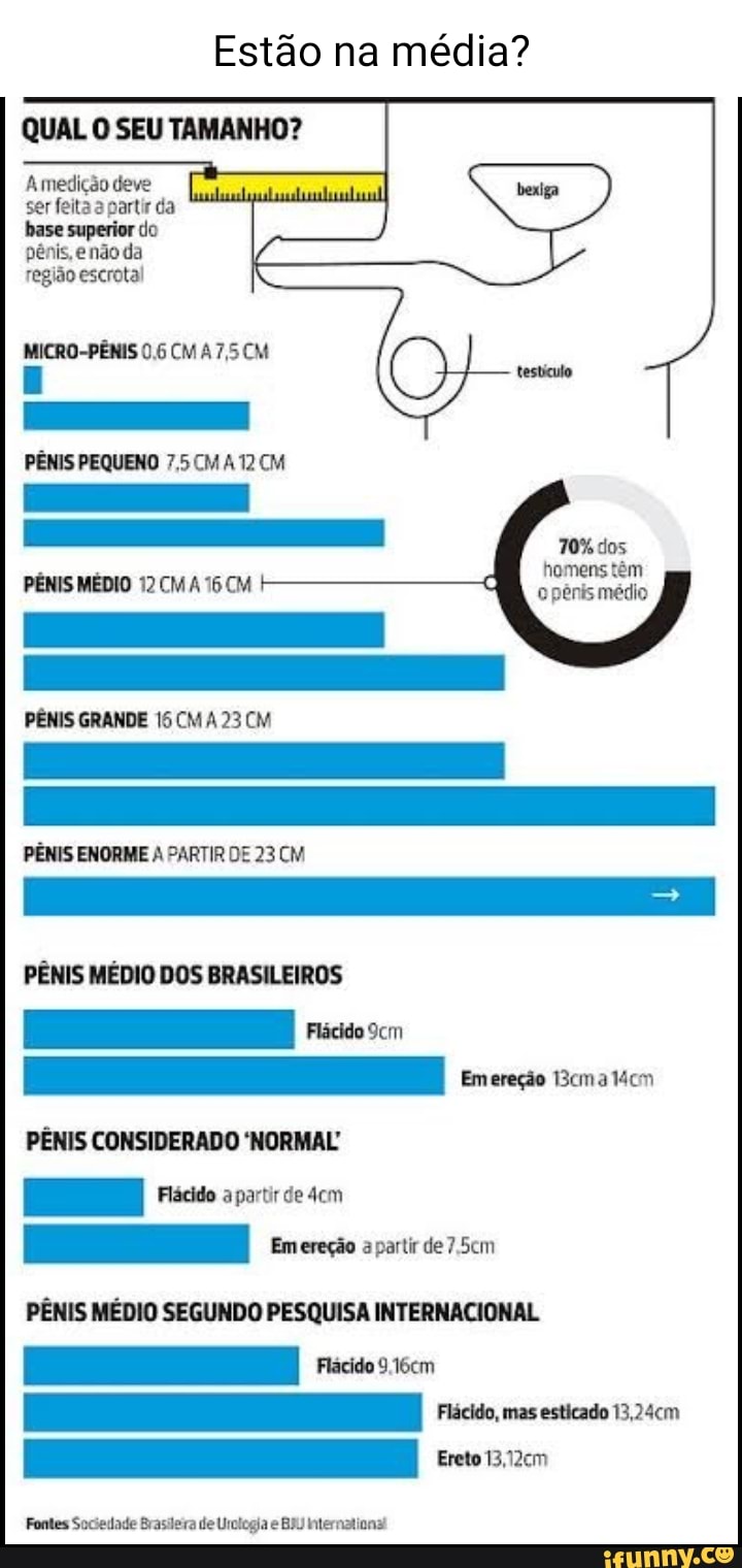 Estão na média? QUAL O SEU TAMANHO? A medição ser feit base superior do  pênis, e