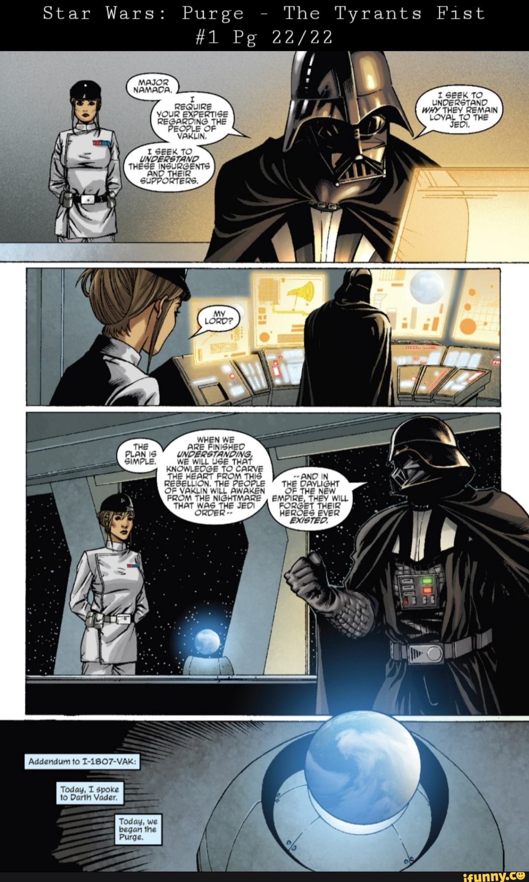 Star Wars: Purge - The Tyrants Fist #1 Pg MAJOR NAMADA, TAND. REQUIRE YOUR  EXPERTISE REGARDING THE