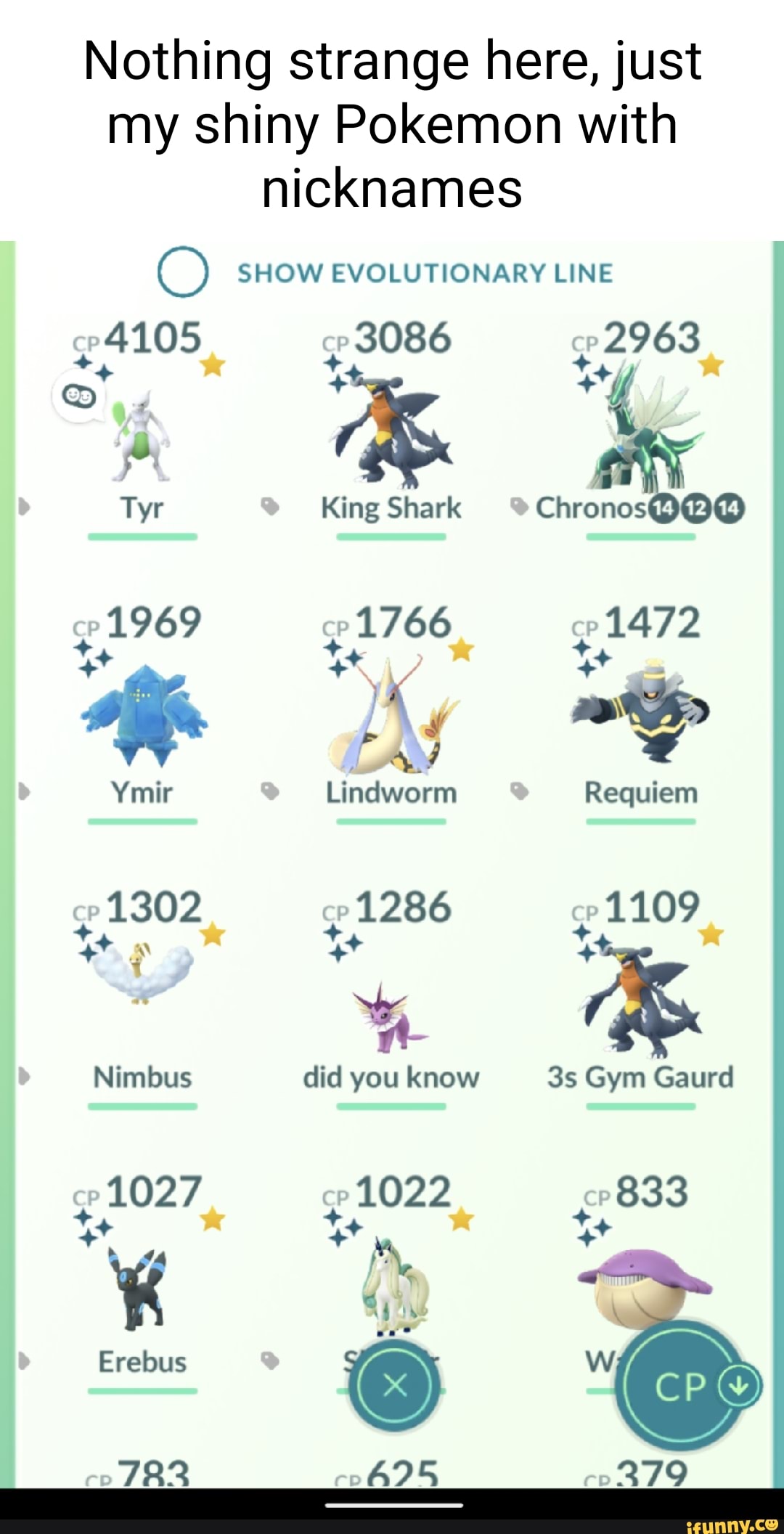 My shiny pokemon nicknames