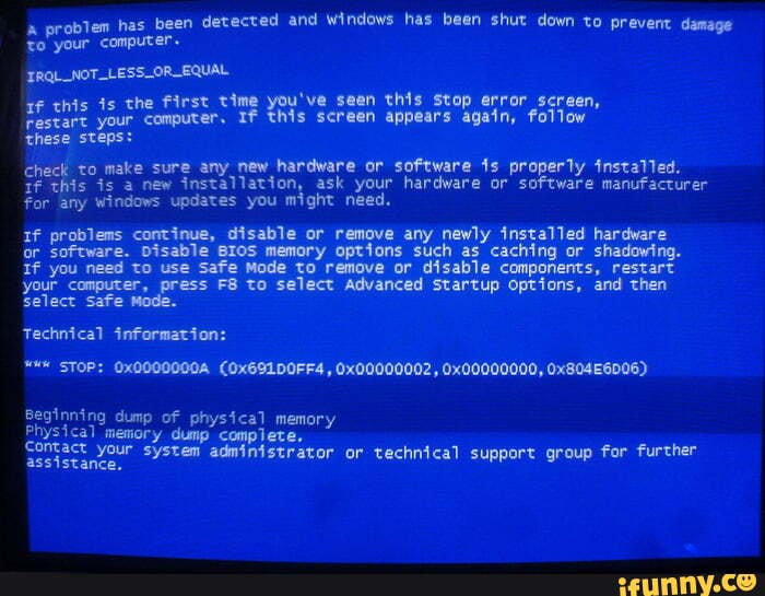 Синие экраны смерти (BSOD) в Windows - 4 страница