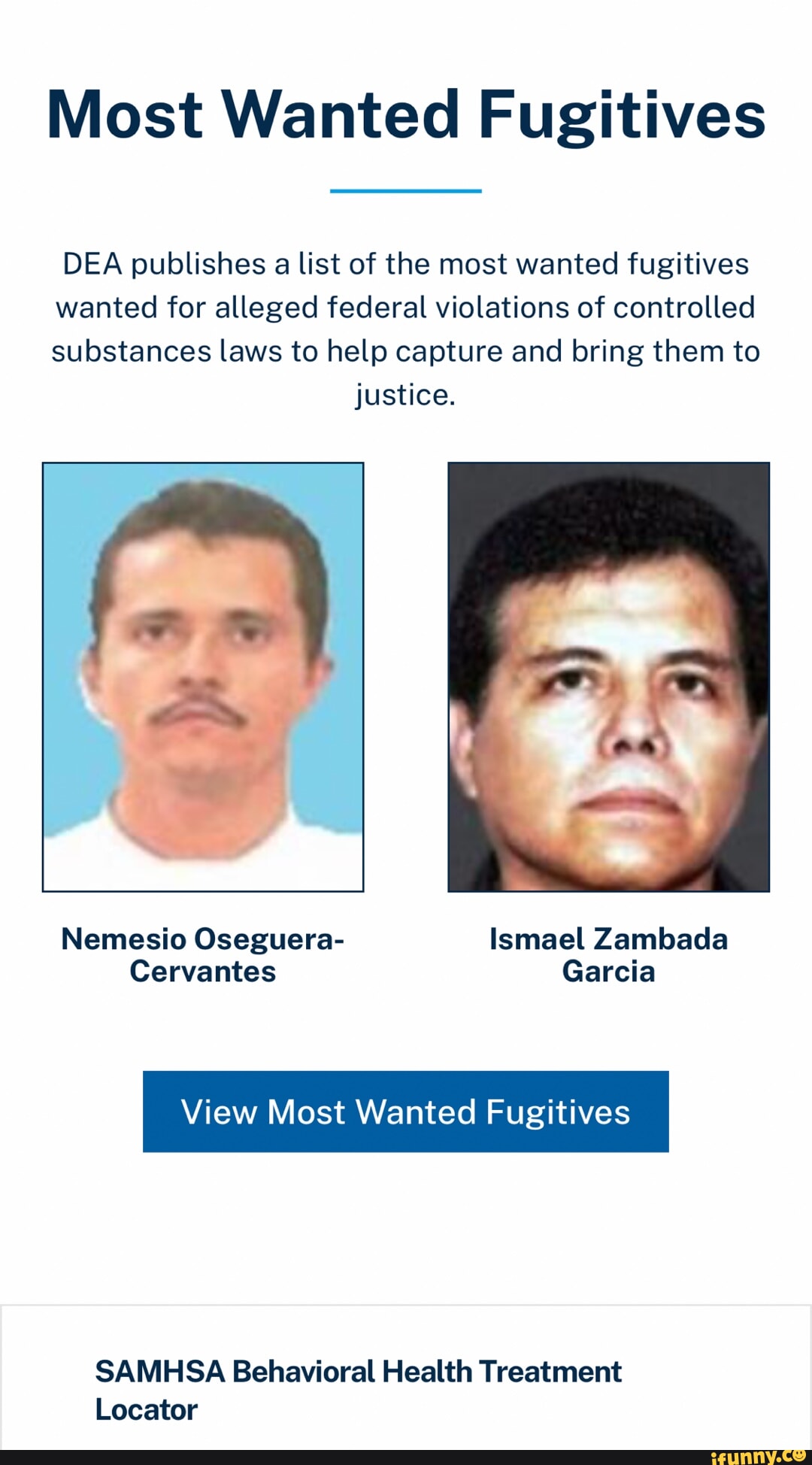 Most Wanted Fugitives DEA publishes a list of the most wanted fugitives