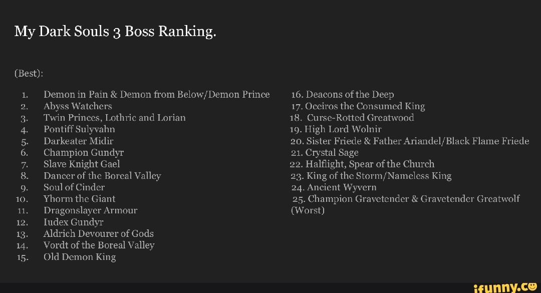 Ranking the Best Dark Souls Bosses