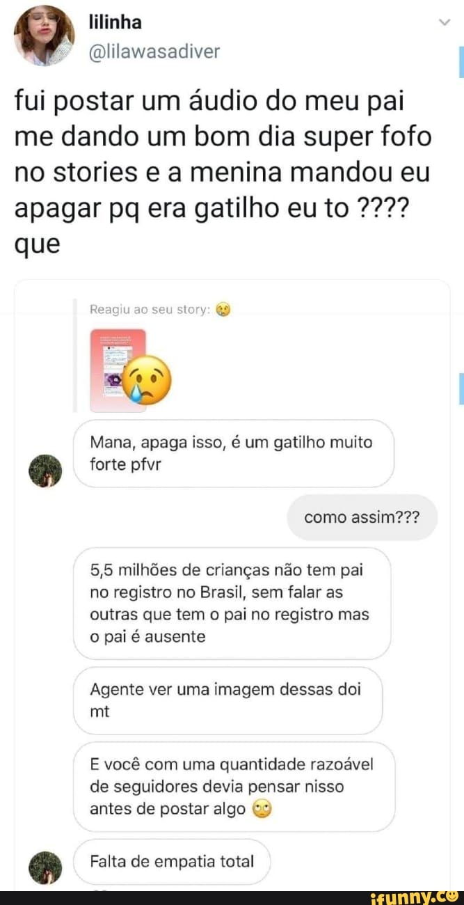 lilawasadiver fui postar um áudio do meu pai me dando um bom dia super fofo  no