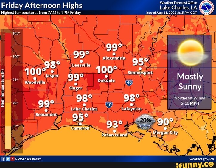 Friday Afternoon Highs Highest temperatures from to Friday. 1