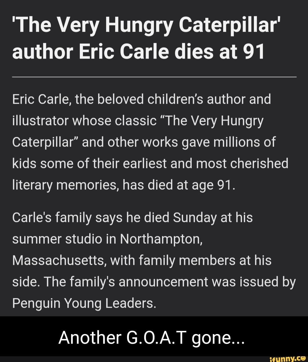 Eric Carle Dead: 'The Very Hungry Caterpillar' Author Was 91