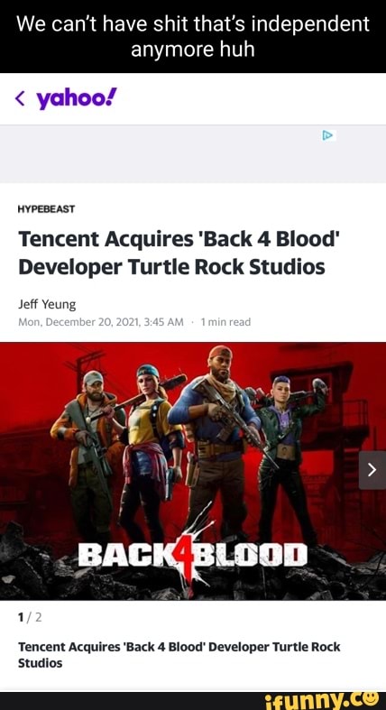 Tencent acquires Back 4 Blood developer Turtle Rock Studios