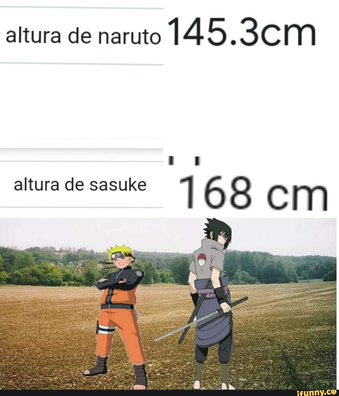 Altura de naruto altura de sasuke 168 cm - iFunny Brazil