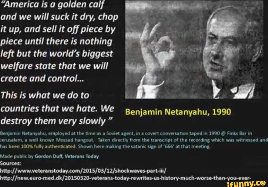 America is a golden calf and we will suck it dry, chop it up, and sell