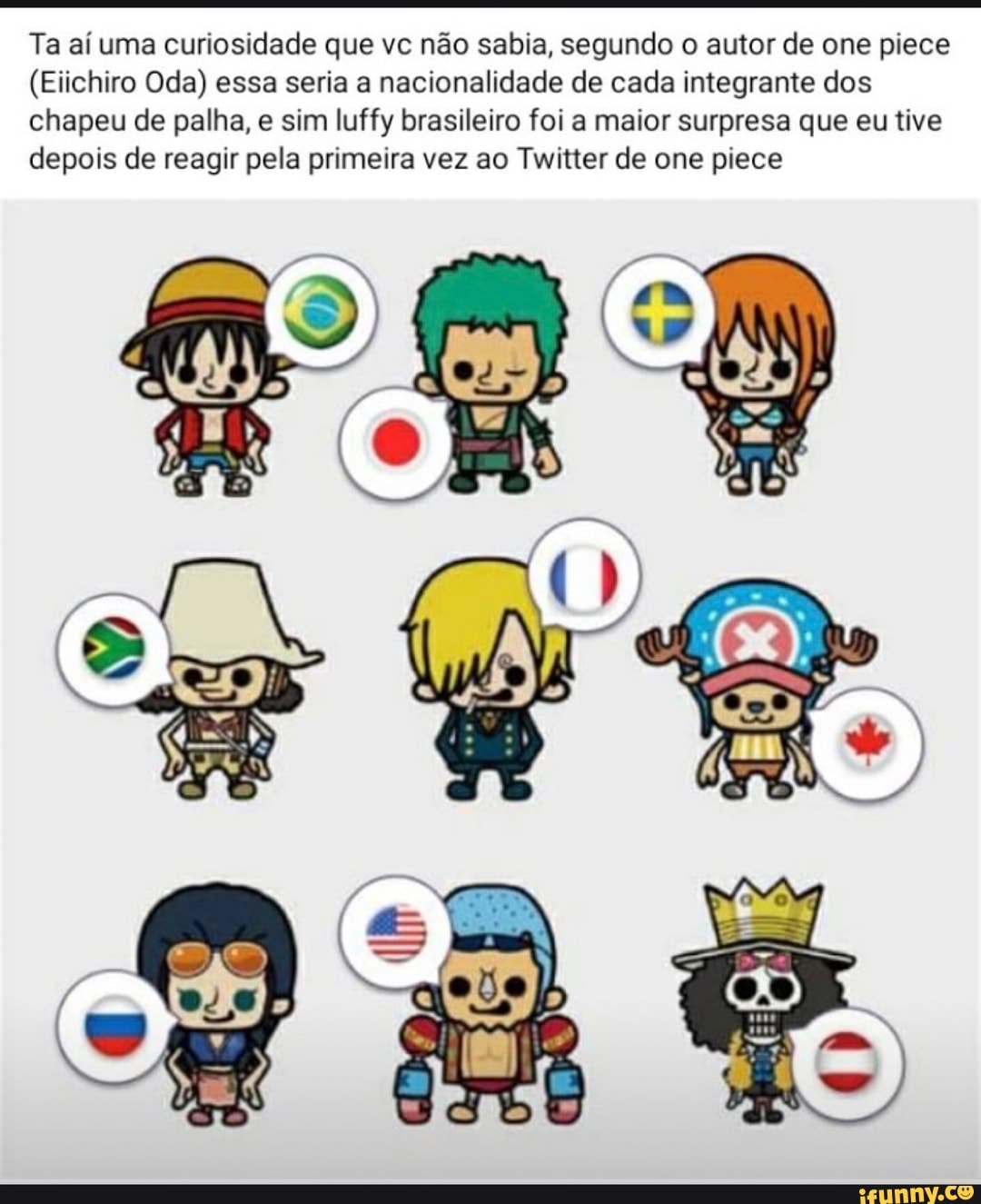 One Piece: Luffy brasileiro e mais nacionalidades dos Piratas do Chapéu de  Palha