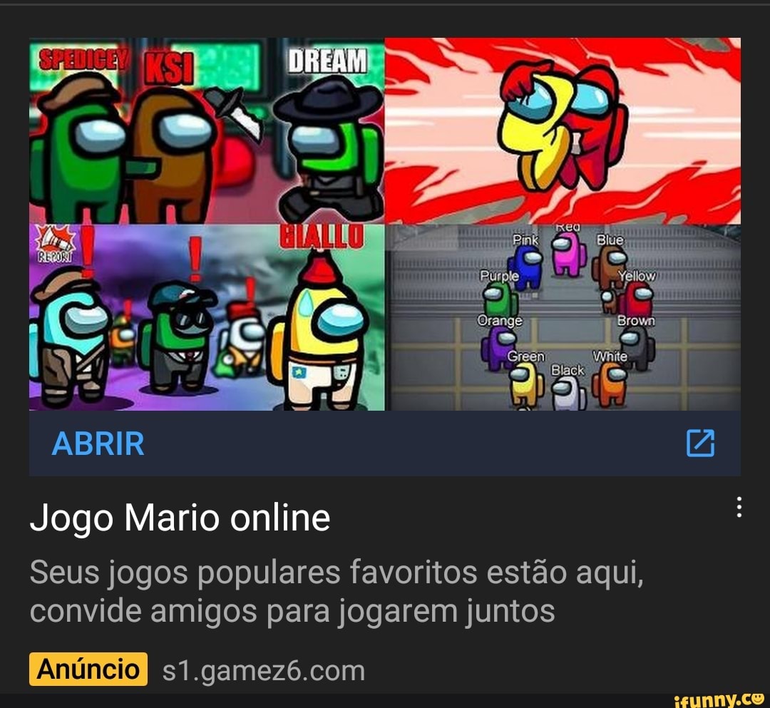Jogo Mario online Seus jogos populares favoritos estão aqui, convide amigos  para jogarem juntos Anúncio eo - iFunny Brazil