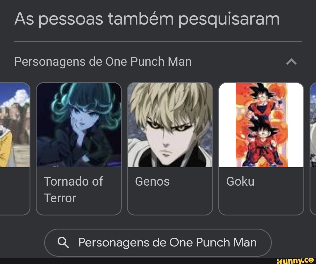 One Punch Man personagens Genos Tornado of Terror Q, One Punch Man  personagens - iFunny Brazil