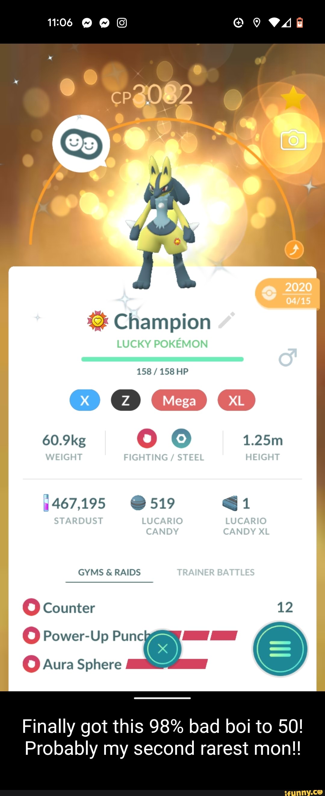 Shiny Lucario! Super lucky! : r/pokemongo