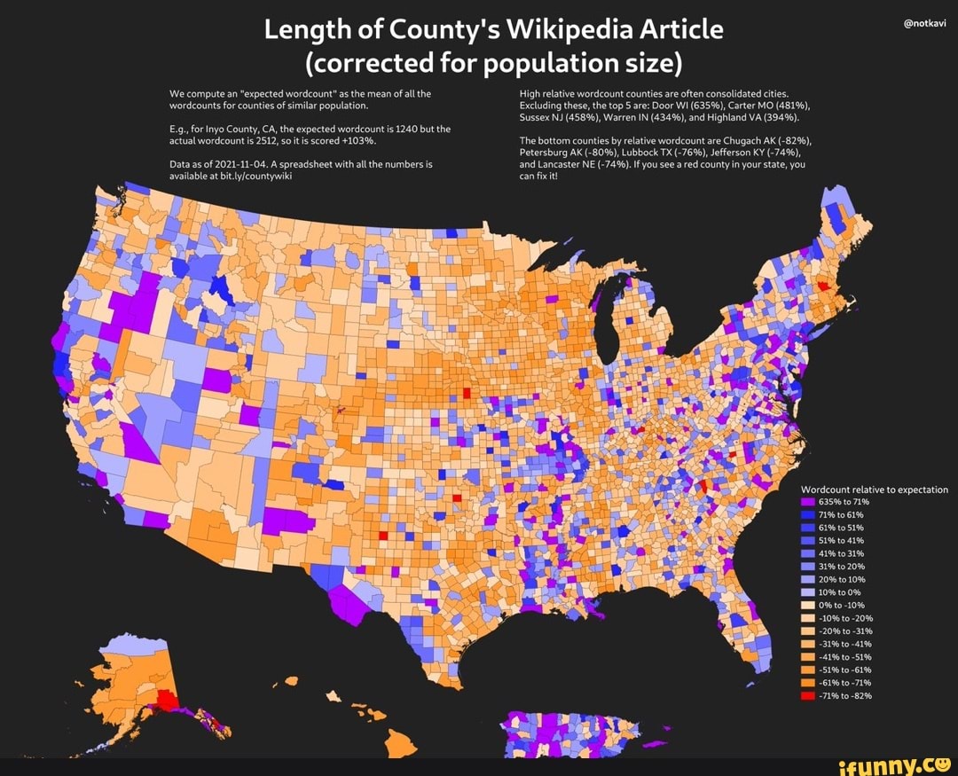 Length of County's Wikipedia Article (corrected for population