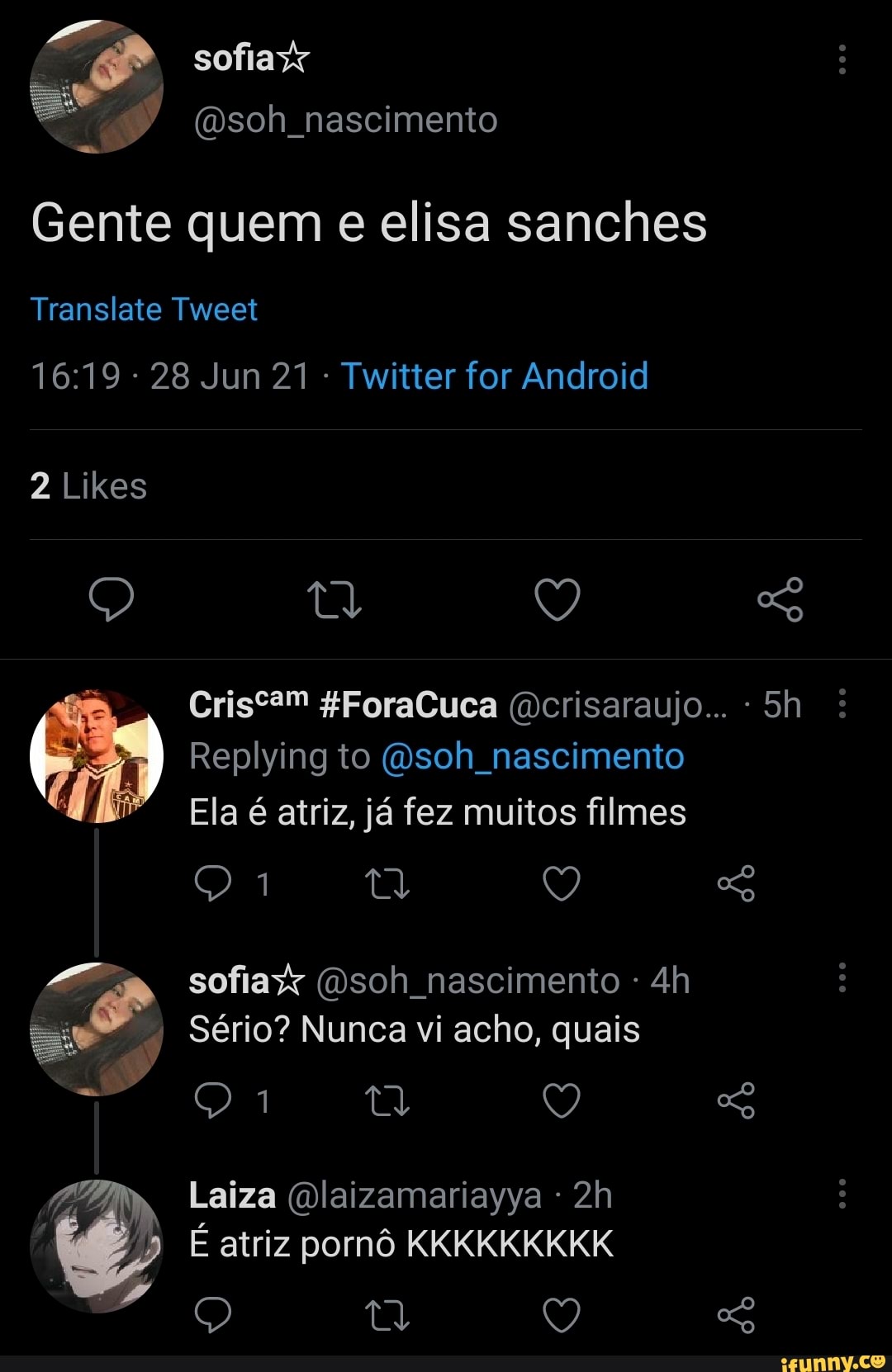 Sofia (Dsoh nascimento Gente quem e elisa sanches Translate Tweet - 28 Jun  27 Twitter for Android