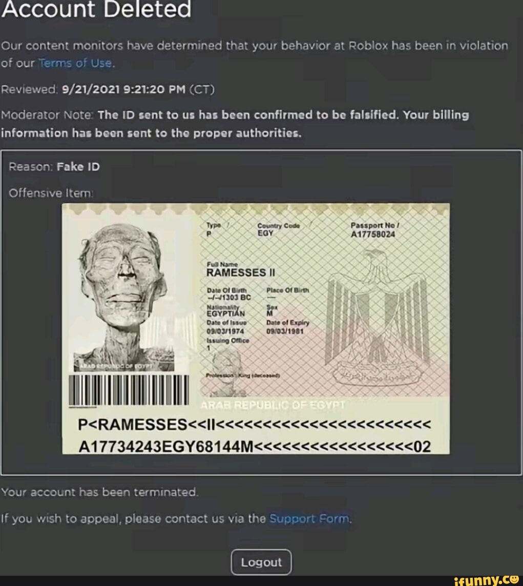 Roblox Fake ID Meme Generator - Imgflip