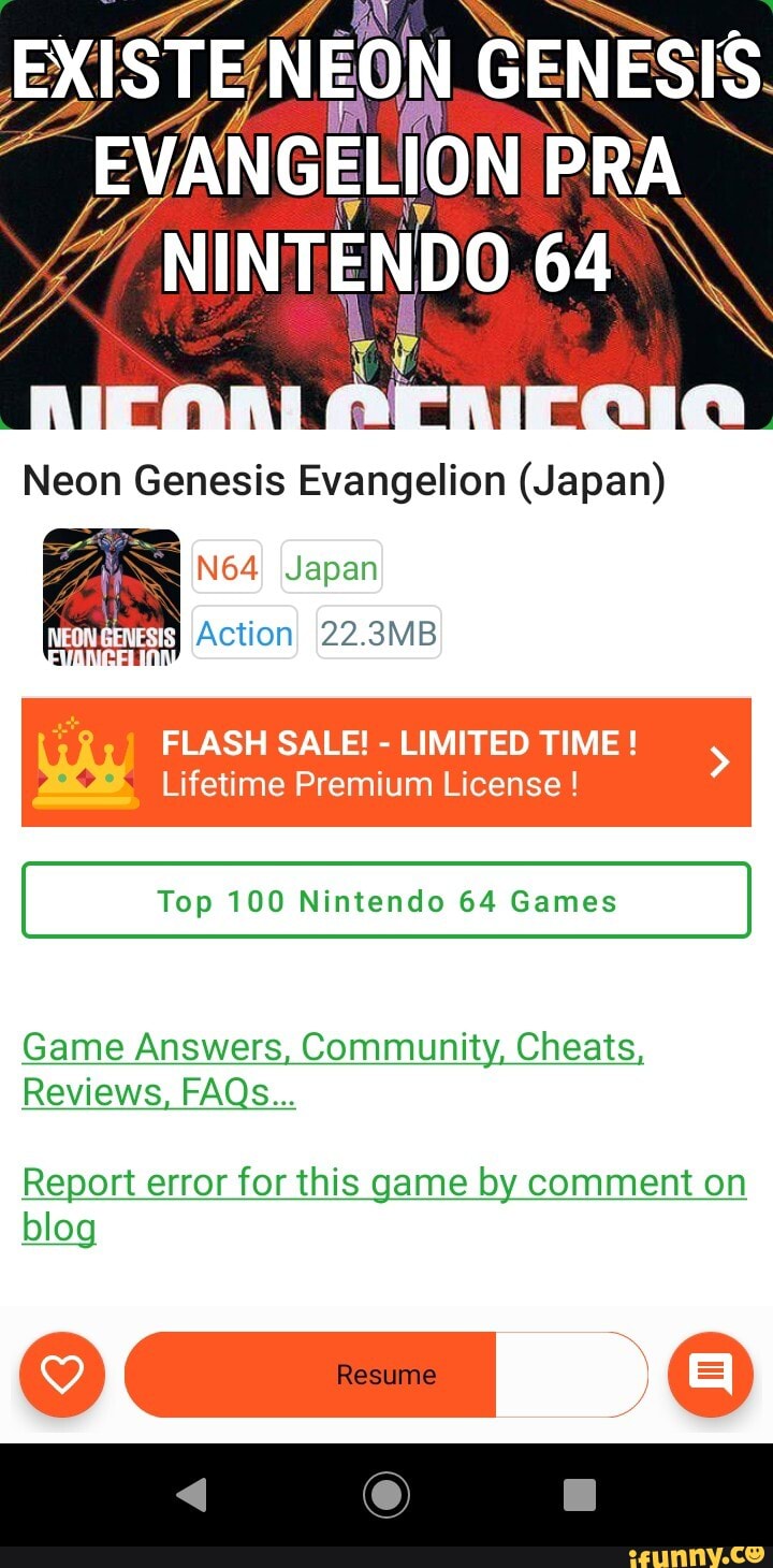 EXISTE NEON GENESIS EVANGELION PRA NINTENDO 64 FLASH LIMITED TIME! Top 100  Nintendo 64 Games Game Answers, Community, Cheats, Reviews, FAQS... Report  error for this game by comment on blog Resume - iFunny Brazil