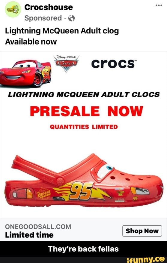 Crocs Lightning McQueen Crocs Adult Clogs