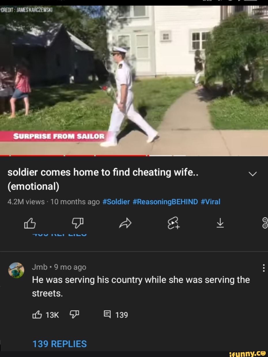 SURPRISE FROM SAILOR soldier comes home to find cheating wife.. (emotional)  4.2M views - 10 months