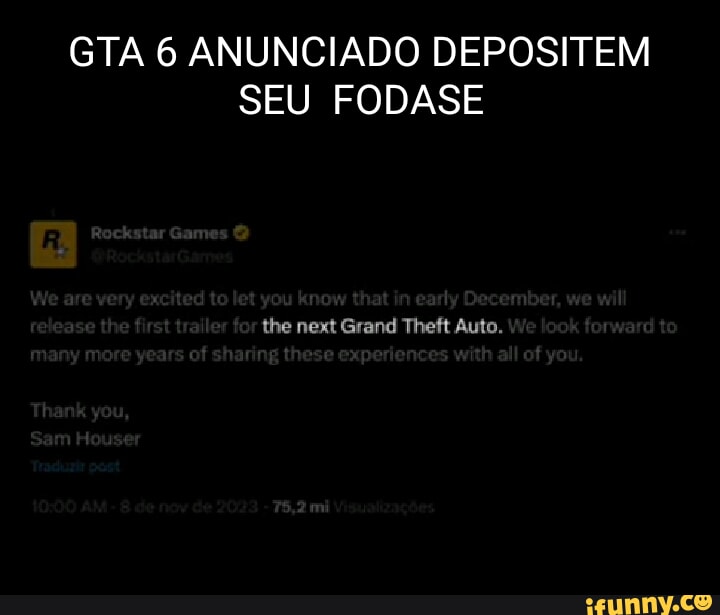 GTA 6 FOI ANÚNCIADO  GTA 6 TRAILER CHEGA EM BREVE!!! 