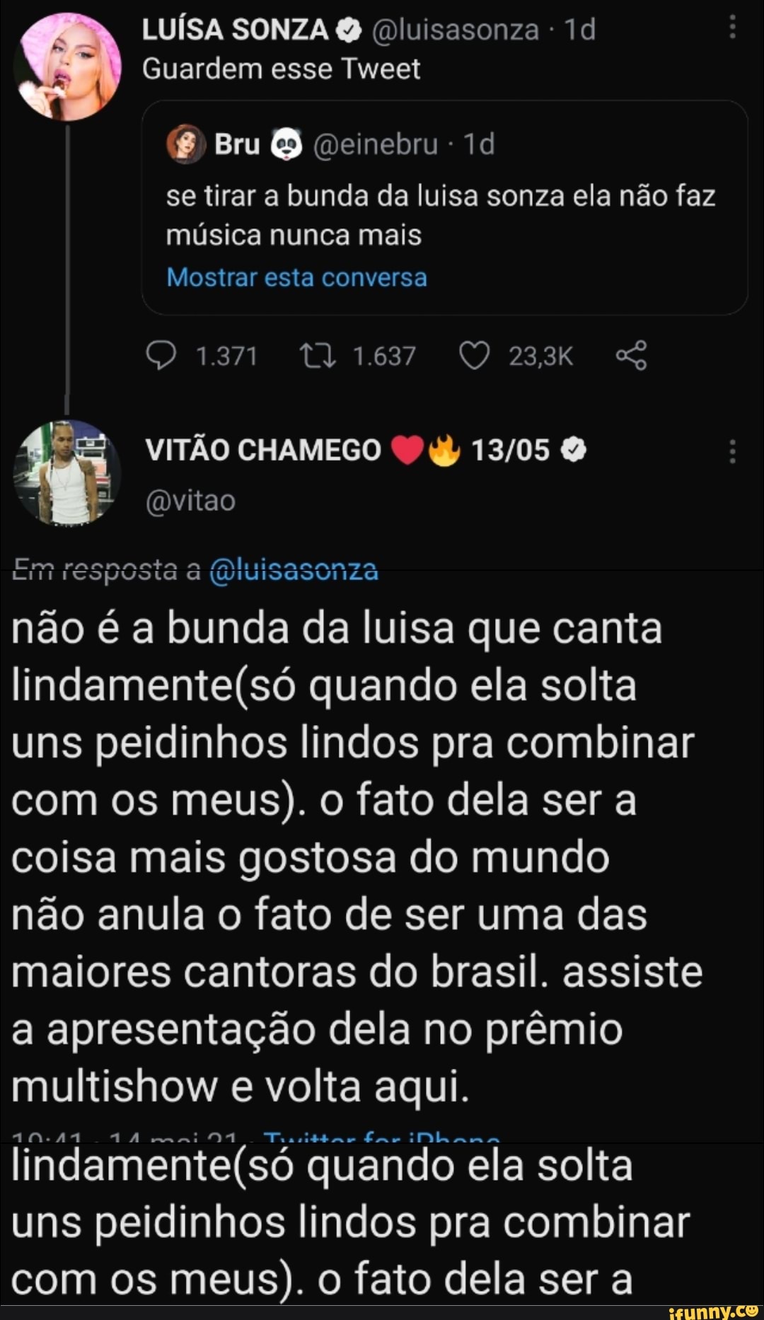 LUÍSA SONZA (Dluisasonza Id Guardem esse Tweet Bru Beinebru - se tirar a  bunda da luisa sonza