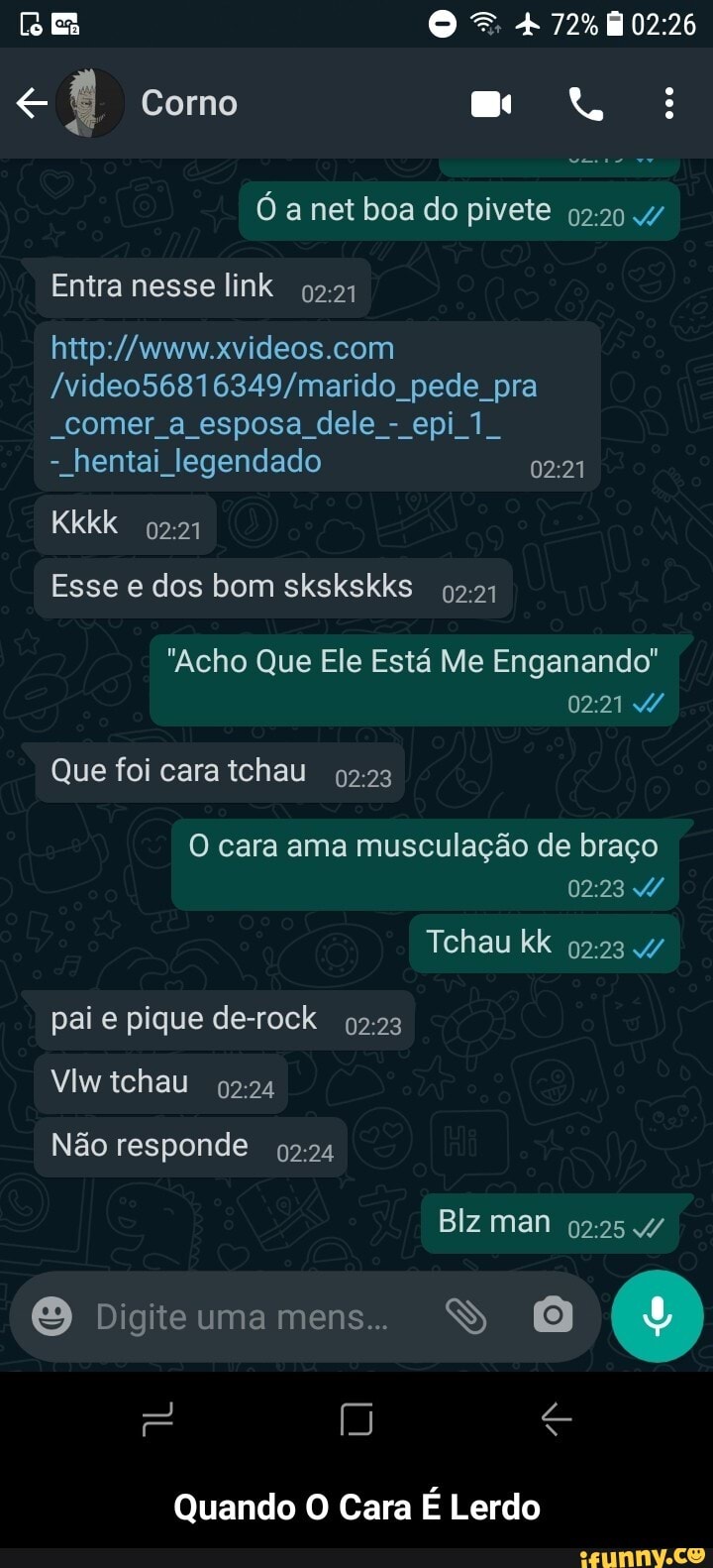 Corno Ó a net boa do pivete Entra nesse link pede pra -comer a esposa dele -