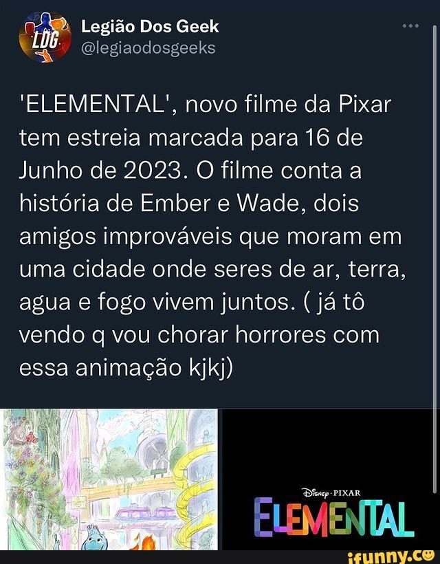 Fogo, água, terra e ar convivem no novo filme da Pixar: o primeiro