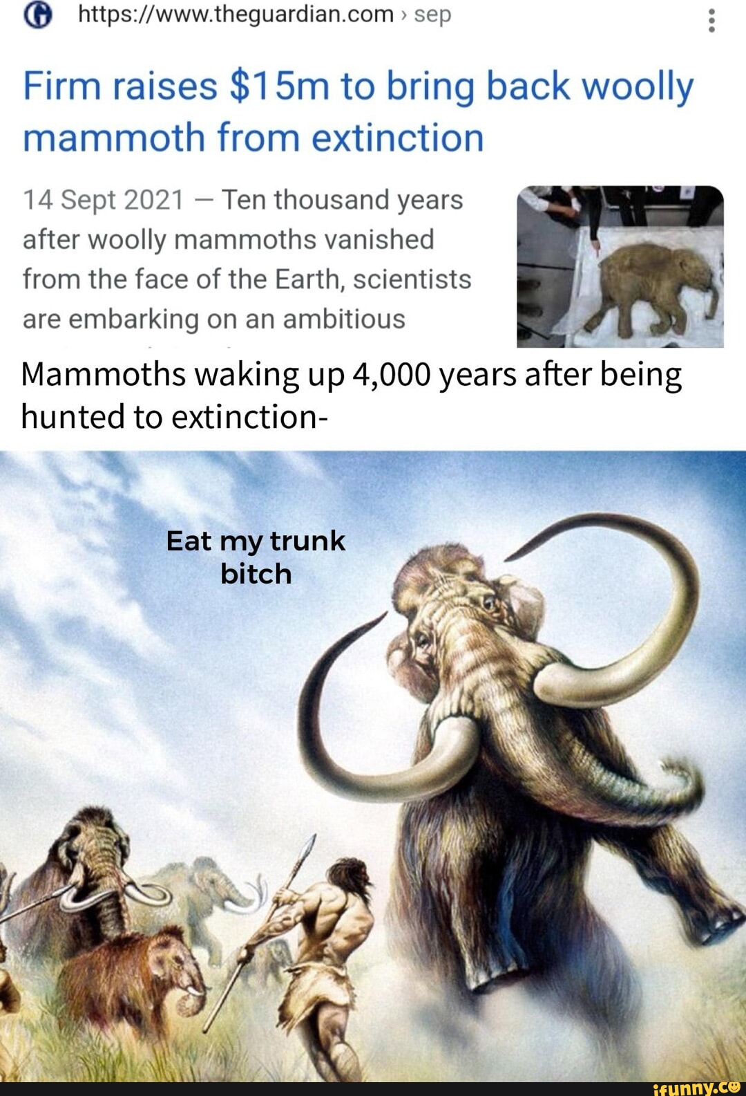 Sep Firm raises to bring back woolly mammoth from extinction 14 Sept ...