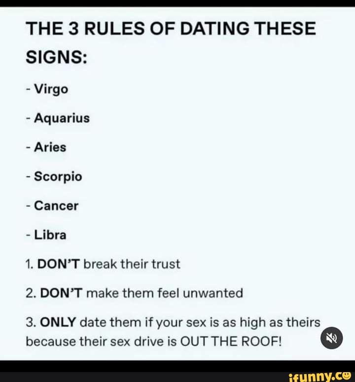 THE 3 RULES OF DATING THESE SIGNS Virgo Aquarius Aries