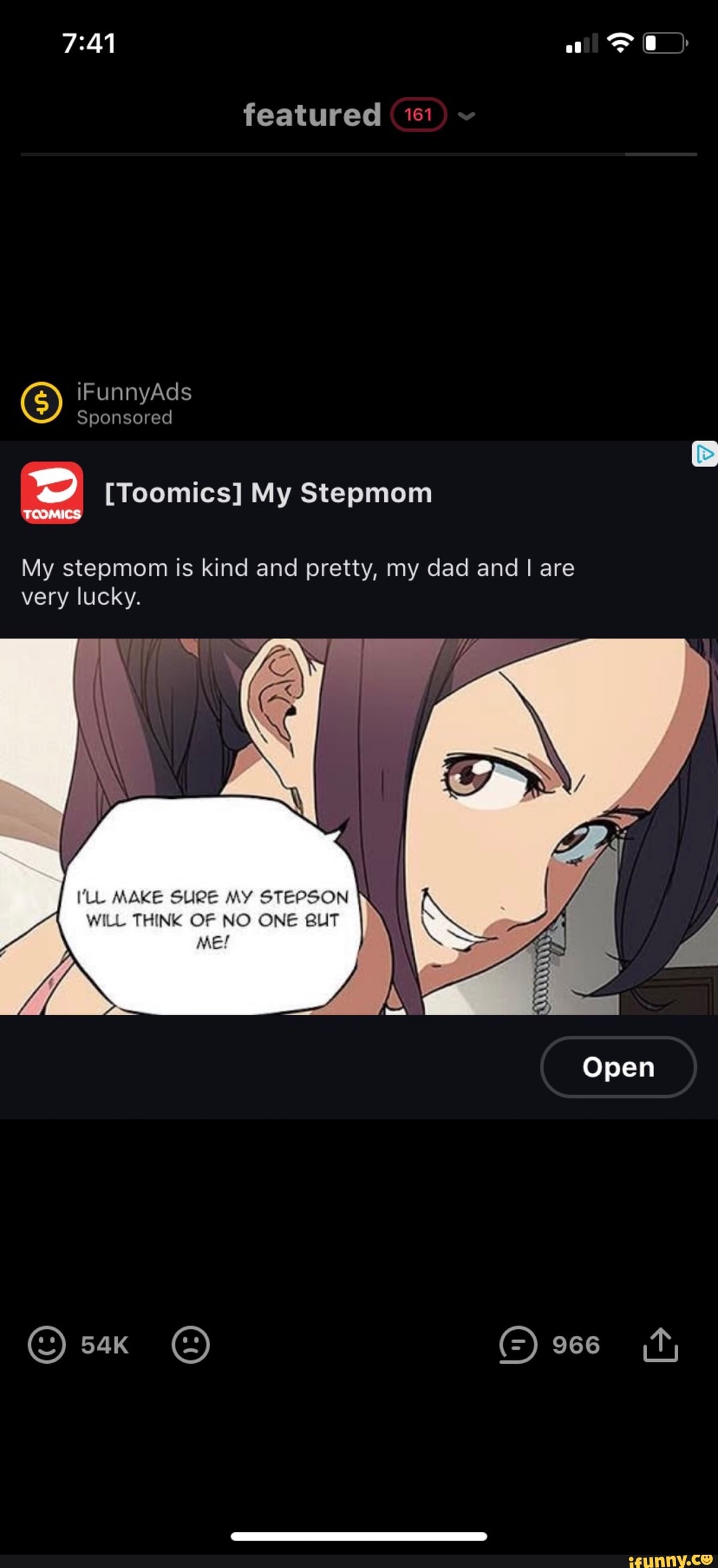 A Fe) featured iFunnyAds Sponsored [Toomics] My Stepmom My stepmom is kind  and pretty, my dad
