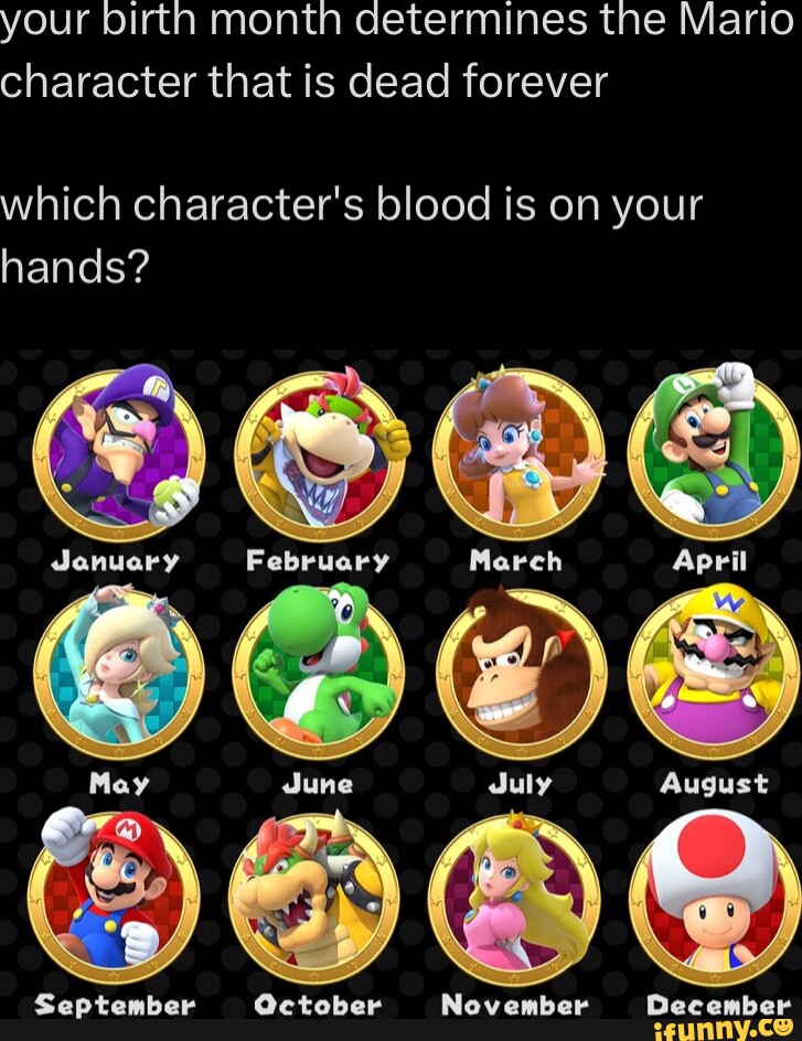 Your birth month determines the Mario character that is dead