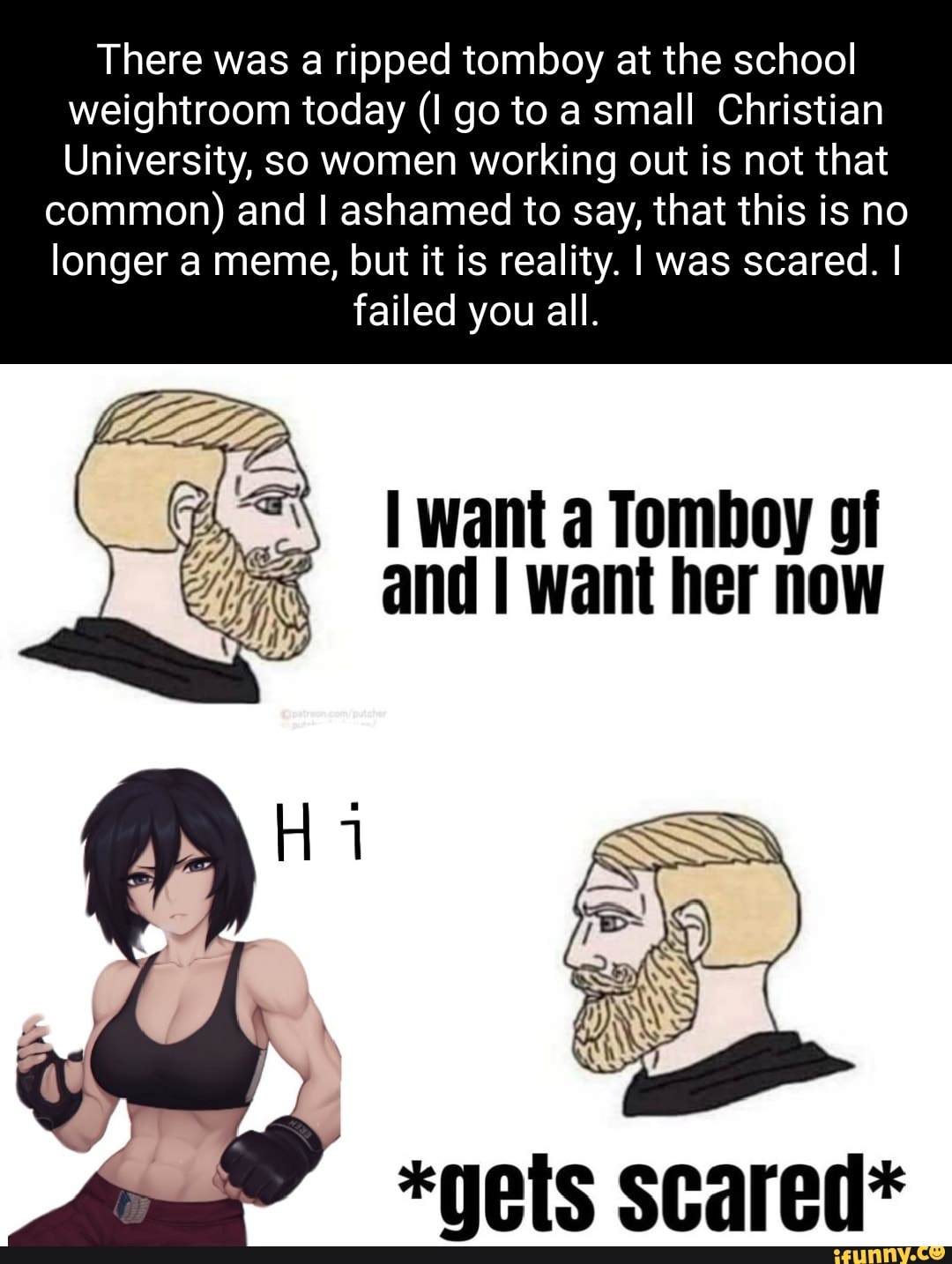 There was a ripped tomboy at the school weightroom today (I go to a small  Christian