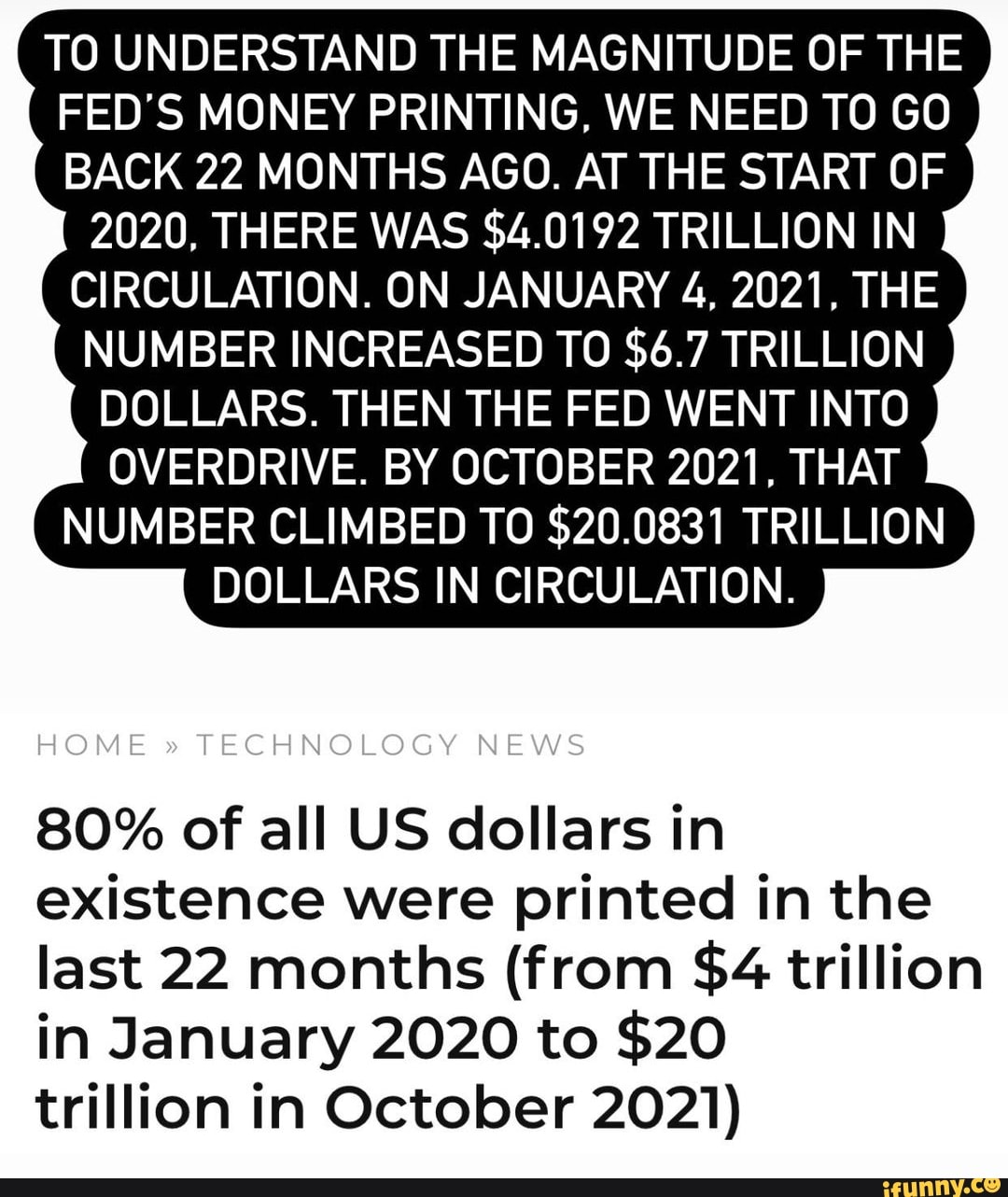 80% of all US dollars in existence were printed in the last 22