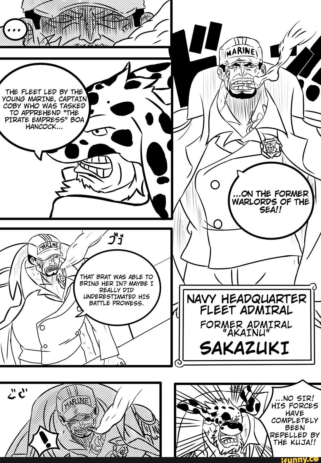 One Piece Fan Chapter: Akainu VS Aokiji - THE FLEET LED BY THE YOUNG  MARINE, CAPTAIN COBY WHO WAS TASKED TO APPREHEND 