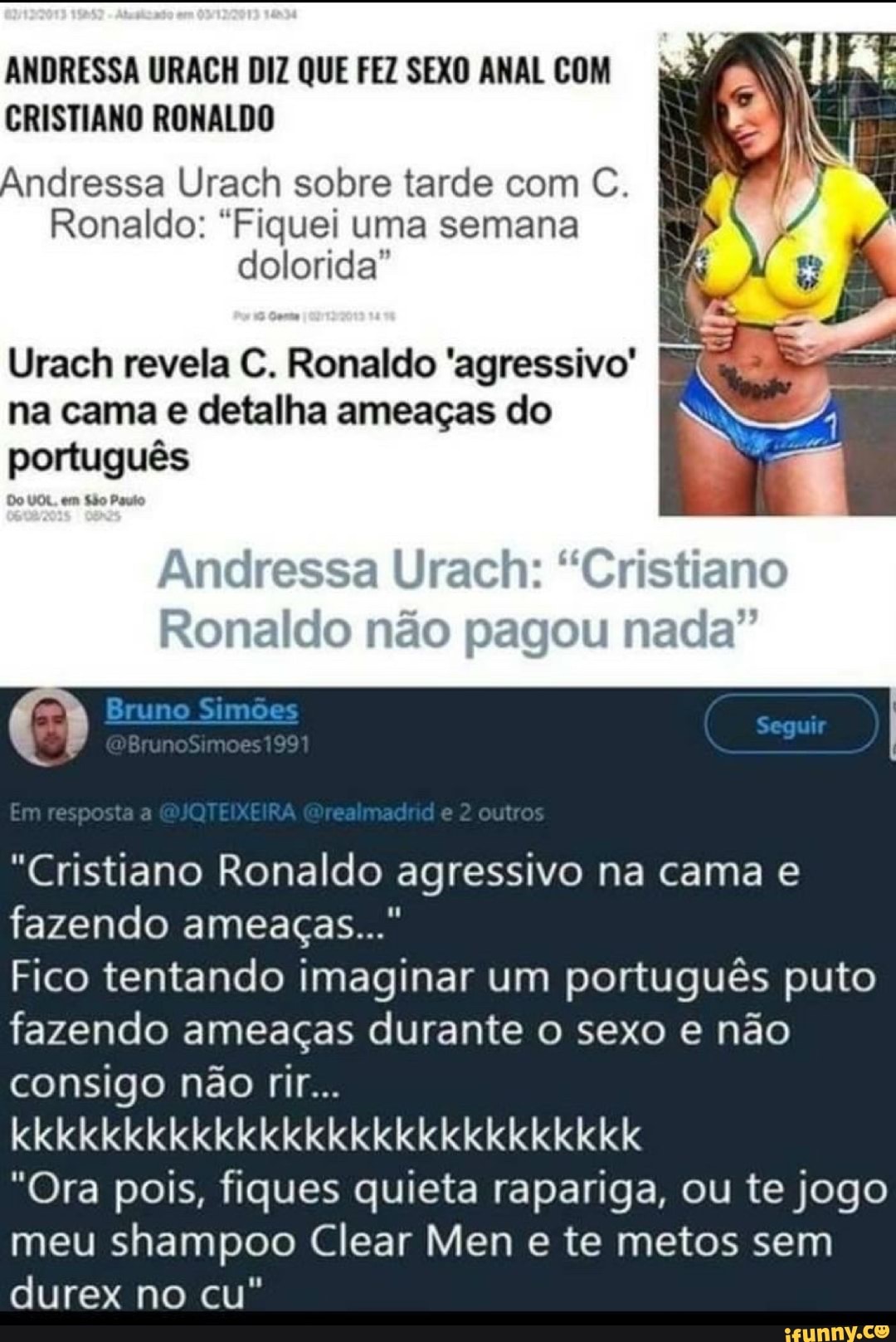 ANDRESSA URACH DIZ QUE FEZ SEXO ANAL COM CRISTIANO RONALDO Andressa Urach  sobre tarde com C.