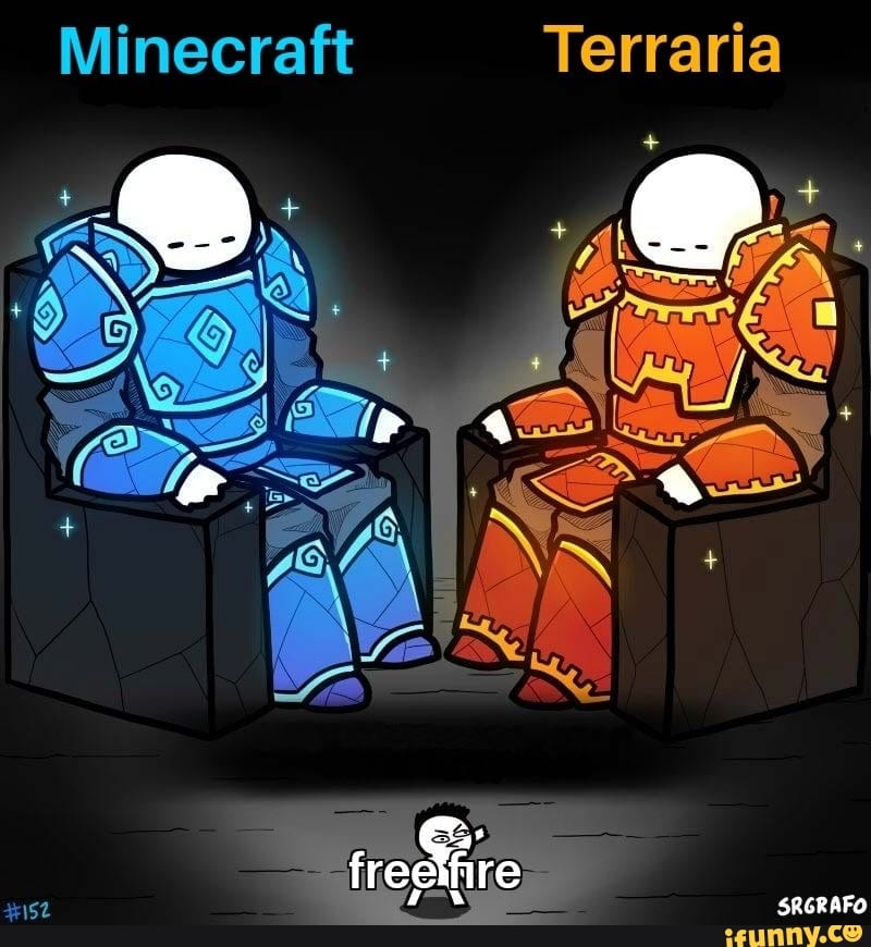 Terraria é ruim É só uma cópia de minecraft Eu nunca joguei ou vi alguém  jogando mas pelas imagens que eu vi na internet - iFunny Brazil