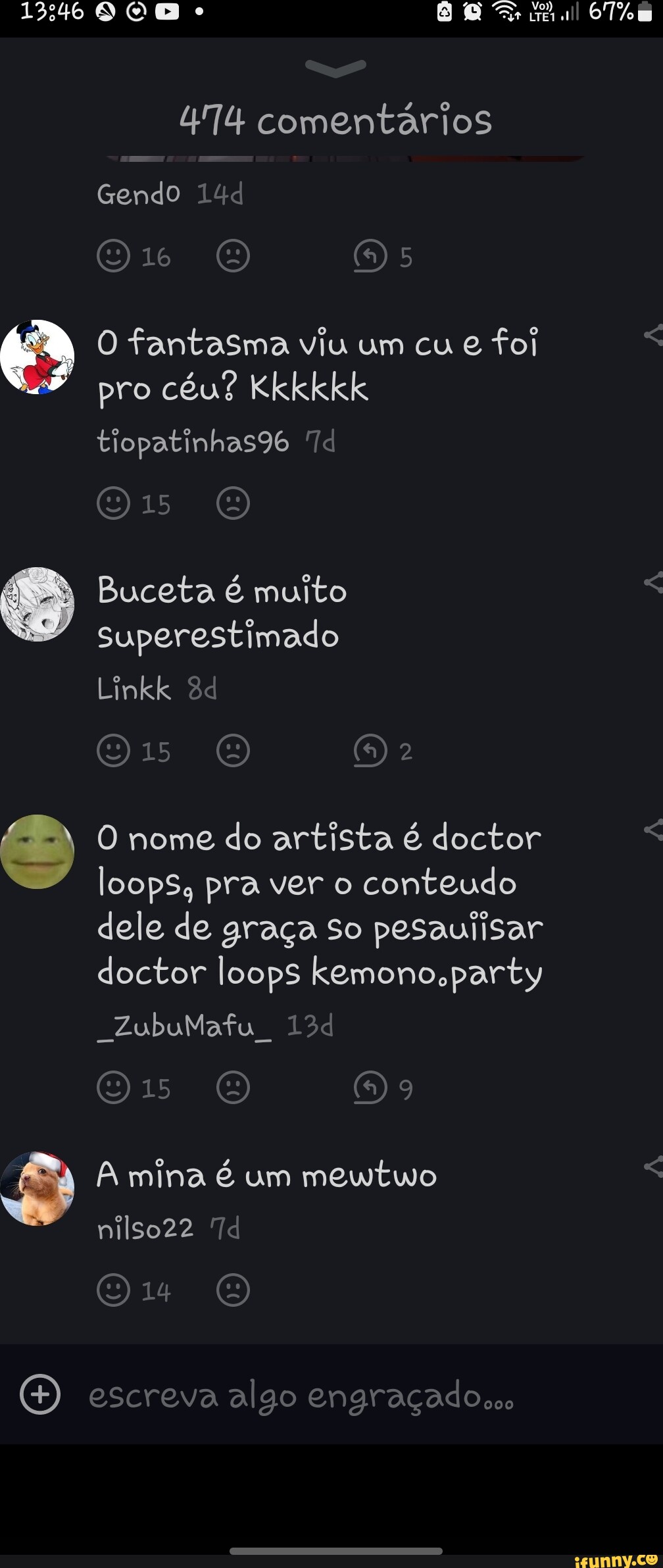 Comentários Gendo Luc 16 O fantasma viu um cu foi pro céu? Kkkkkk  tiopatinhas96 15 OO