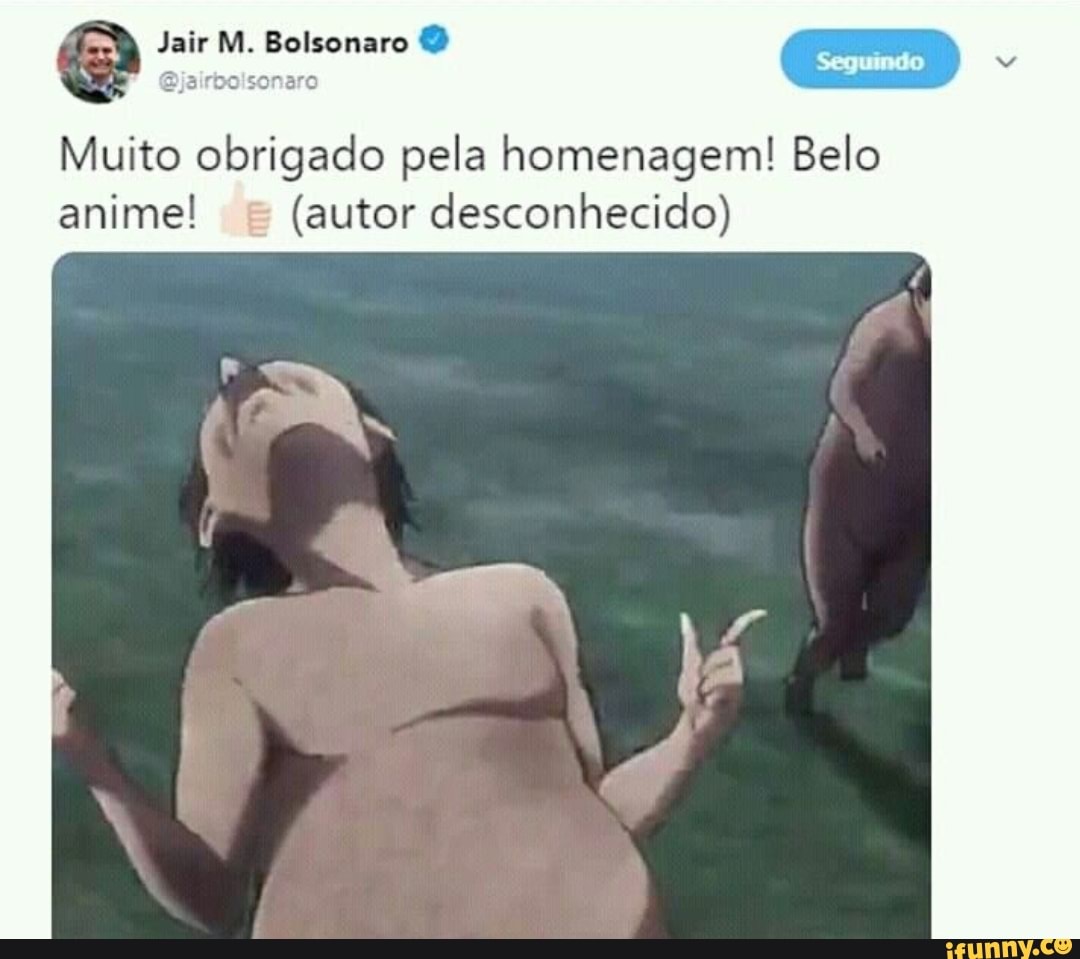 Jair M. Bolsonaro QQ - Obrigado pela homenagem anime! Nota 10! - iFunny  Brazil