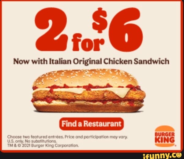 Now with Italian Original Chicken Sandwich Find Restaurant Chote two