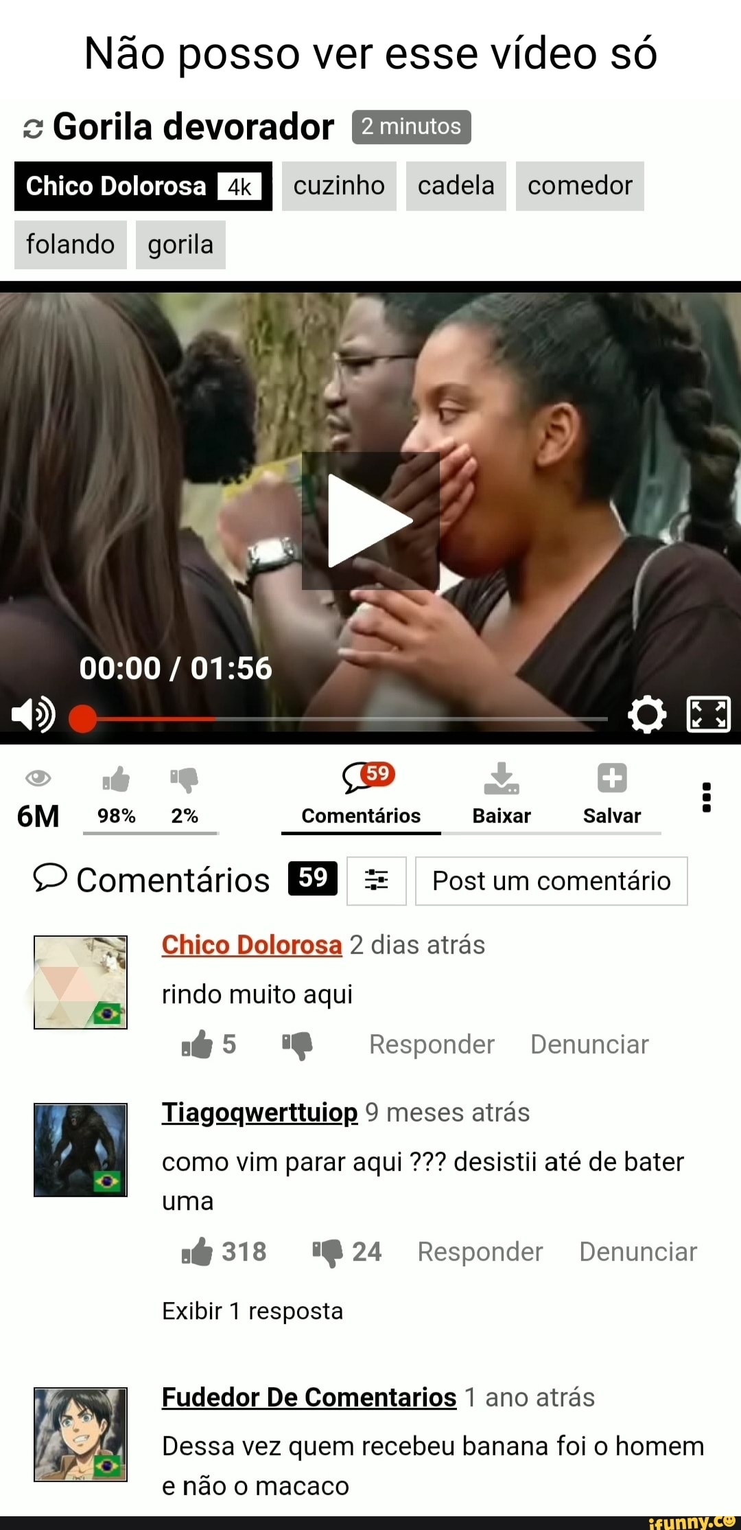 Não posso ver esse vídeo só Gorila devorador Chico Dolorosa cuzinho cadela  comedor folando gorila 98